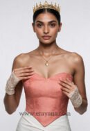 Pink Brocade Basque Corset Top