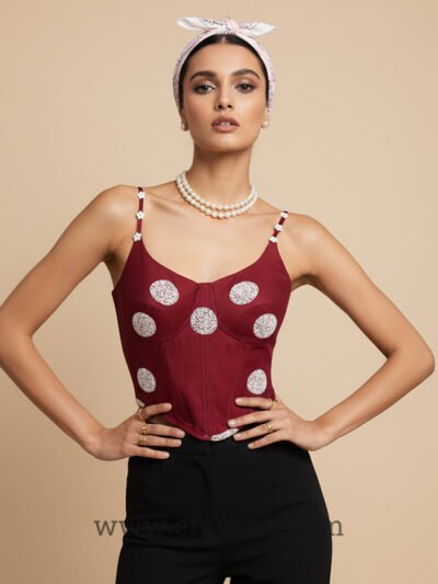 Maroon Flower String Jute Uppada Silk Corset