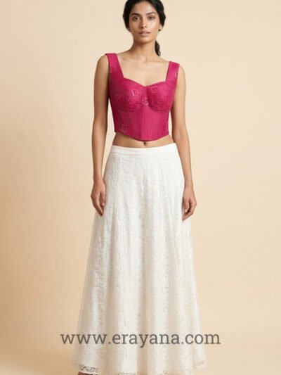 Magenta Sequin Broad-Strap Basque Corset
