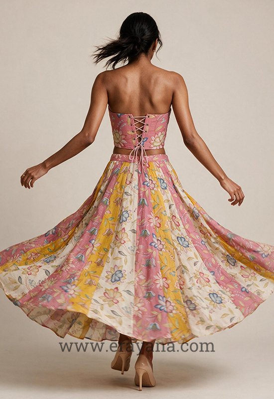 Strapless Light Pink Floral Cotton Corset - Image 6