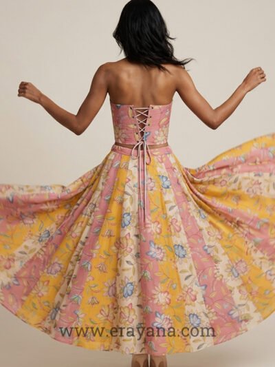 Strapless Light Pink Floral Cotton Corset