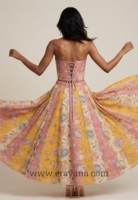 Strapless Light Pink Floral Cotton Corset