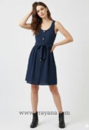 Pure Linen Front-Tie Button-Down Mini Dress