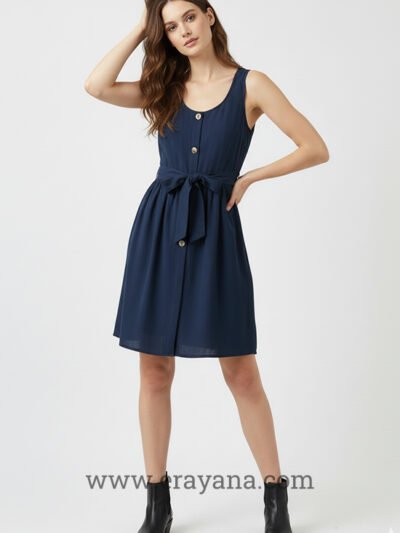 Pure Linen Front-Tie Button-Down Mini Dress