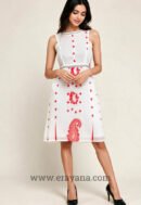 White Chanderi Lace Accent Mini Dress