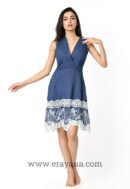 Soft Denim Open-Back Halter Mini Dress