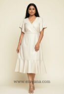 Elin Flared Sleeve Frill Hem Midi Dress