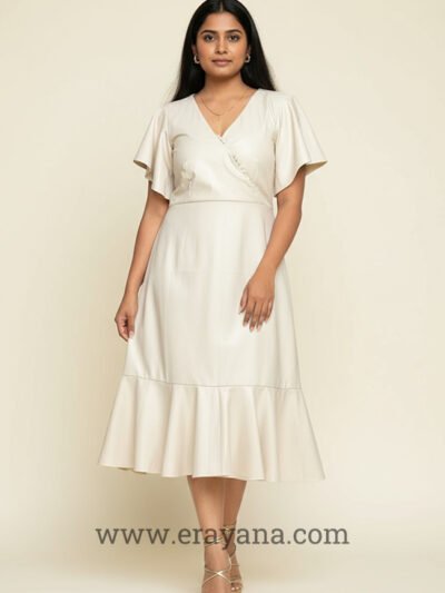 Elin Flared Sleeve Frill Hem Midi Dress