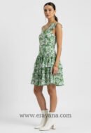 Forest Green Three-Tier Floral Appliqué Mini Dress