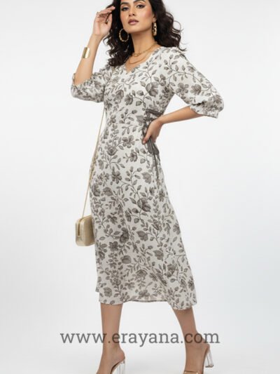 Clara Side-Tie Floral Cotton Midi Dress