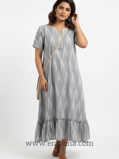 Ira Ikat Cotton Tiered Midi Dress
