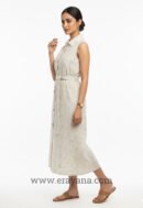 Green Resham Embroidered Kora Cotton Midi Dress