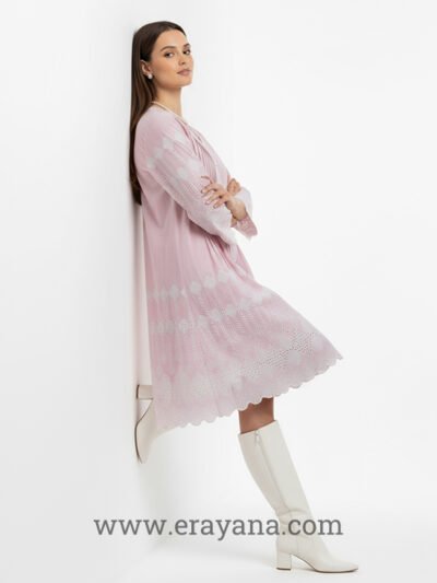 Livia Pleated Cutwork Cotton Dress