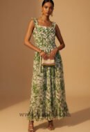 Sylvie Smocked Forest Floral Cotton Maxi Dress