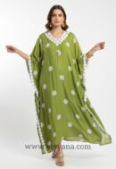 Embroidered Jute Silk Floral Lace Kaftan